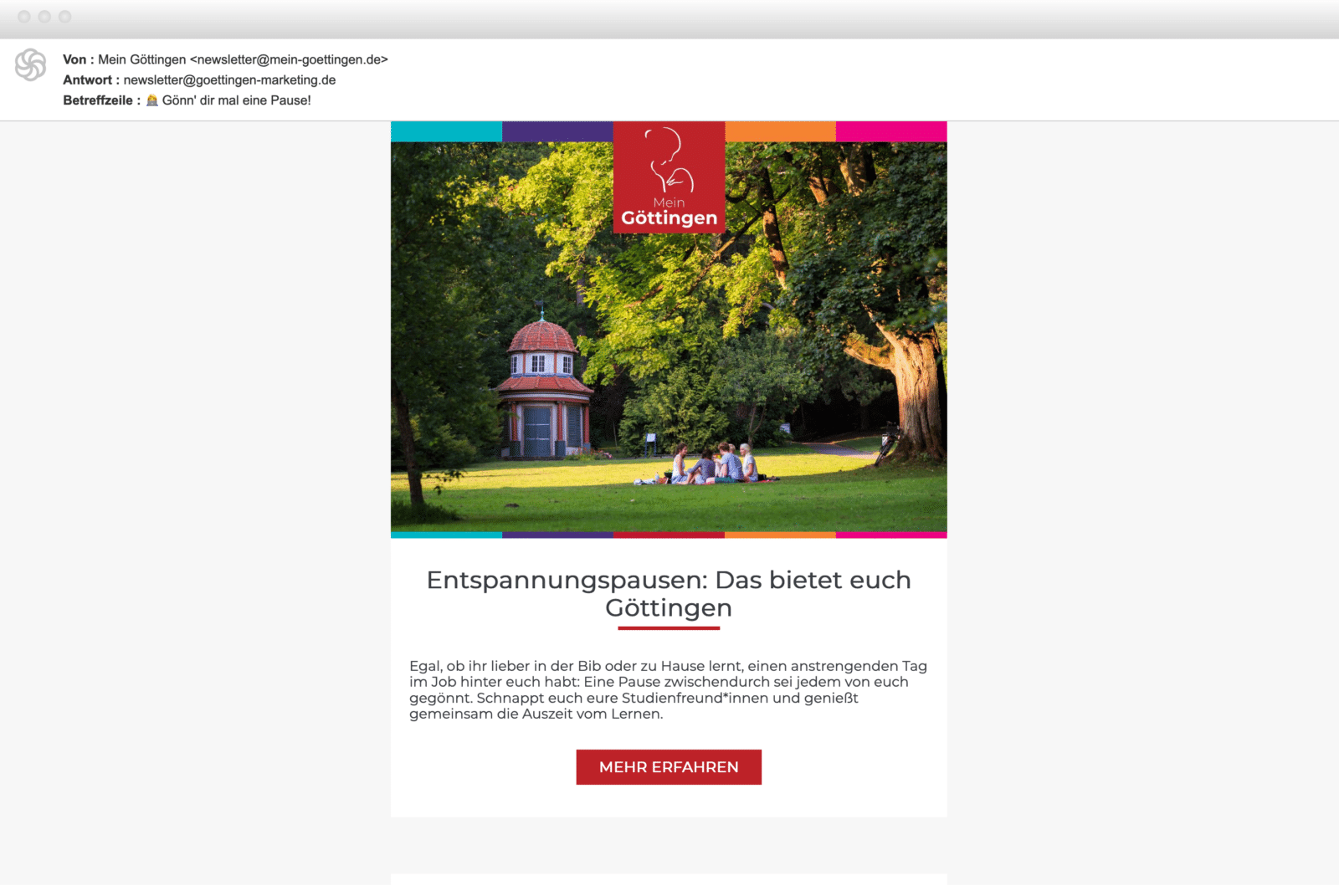 Screenshot vom Mein-Göttingen-Newsletter.